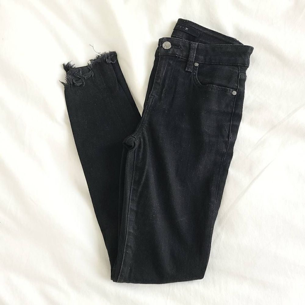 Joe's Jeans Women's W24 Black High Rise Skinny Ankle Jeans 5-Pockets Ripped